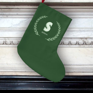 Groene lauwerkrans Letter S monogram Grote Kerstsok