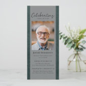 Groene Lederen Foto Begrafenis Digitale Editie Kaart (Staand voorkant)