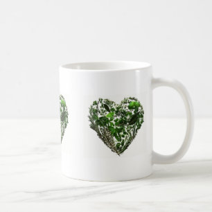 Groene lederen harten koffiemok
