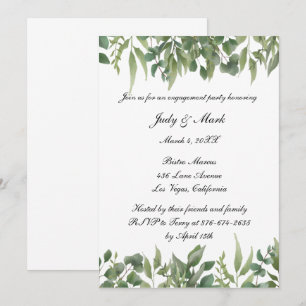 Groene leest Greenery Foliage Engagement Party Kaart