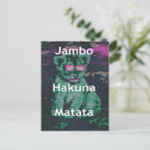 Groene leeuw met roze bril "Hakuna Matata" Art Briefkaart (Staand voorkant)