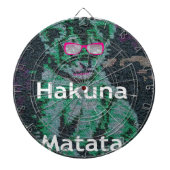 Groene leeuw met roze bril "Hakuna Matata" Art Dartbord (Voorkant)