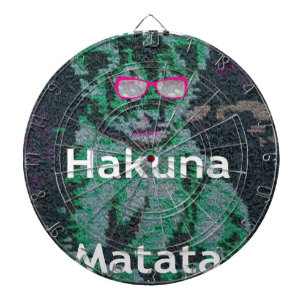 Groene leeuw met roze bril "Hakuna Matata" Art Dartbord