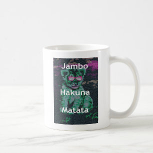 Groene leeuw met roze bril "Hakuna Matata" Art Koffiemok