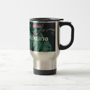 Groene leeuw met roze bril "Hakuna Matata" Art Reisbeker