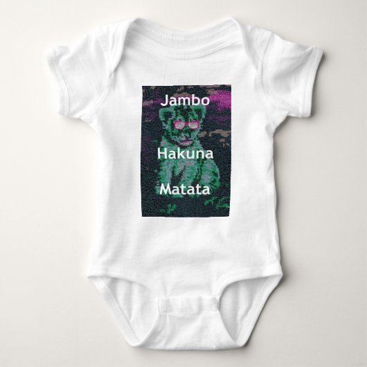Groene leeuw met roze bril "Hakuna Matata" Art Romper (Voorkant)
