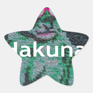 Groene leeuw met roze bril "Hakuna Matata" Art Ster Sticker