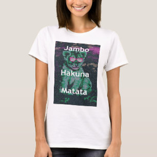 Groene leeuw met roze bril "Hakuna Matata" Art T-shirt