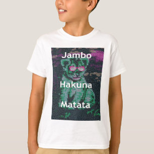 Groene leeuw met roze bril "Hakuna Matata" Art T-shirt