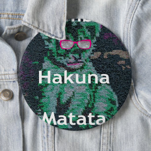 Groene Leeuw met Roze Bril "Hakuna Matata" Kunst Ronde Button 6,0 Cm