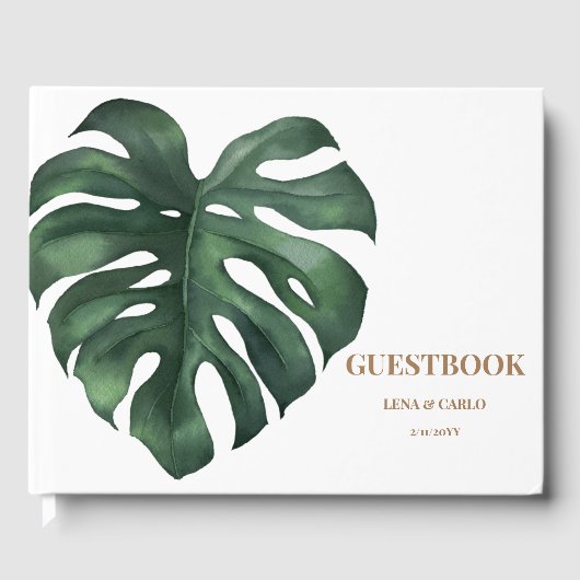 Groene lef Monstera Wedding Guest Book Gastenboek (Voorkant)