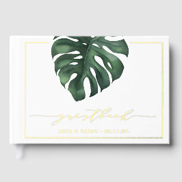 Groene lef Monstera Wedding Guest Book Gastenboek