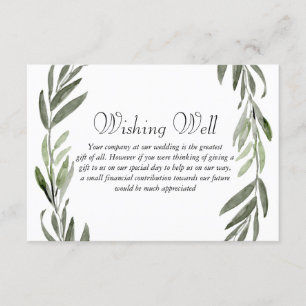 Groene lef Wreath Wedding Goed Informatiekaartje