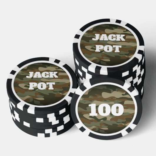 Groene leger camo aangepaste casino poker chips (Opstapeling)