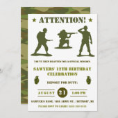 Groene Leger Mannen, Leger Camo Verjaardagsfeest Kaart (Voorkant / Achterkant)