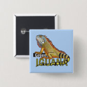 groene leguaan vierkante button 5,1 cm (Voorkant /achterkant)