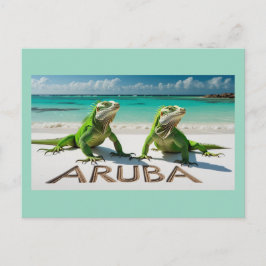Groene leguanen op Aruba Feestdagenkaart