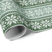 Groene lelijke trui gebreid sneeuwvlok patroon cadeaupapier (Rol Hoek)