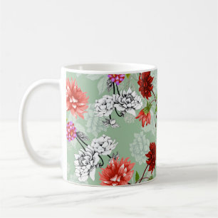 Groene Lente Bloemen: Hand getrokken Koffiemok
