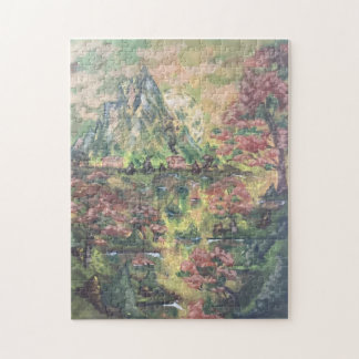 Groene lente landschapspuzzel legpuzzel