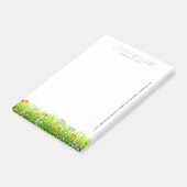 Groene lentegranen en kleurrijke bloemen post-it® notes (Schuin)