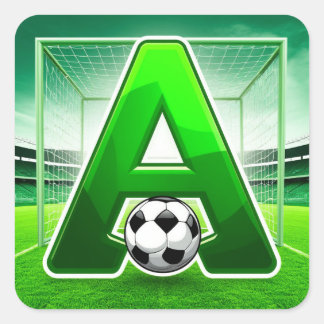 ⚽ Groene Letter A Voetbal Logo Stadion Doel Sporte Vierkante Sticker