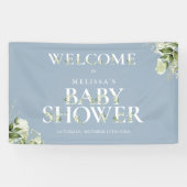 Groene Letter Stof Blauw Baby Shower Welkom Spandoek (Horizontaal)