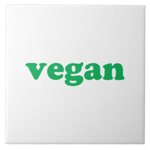 groene letters " vegan " , witte achtergrond tegeltje