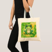 Groene leuke kikker tote bag (Voorkant (product))