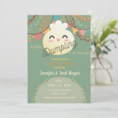 Groene Leuke Kleine Dumpling Baby shower Invitatio Kaart (Staand voorkant)