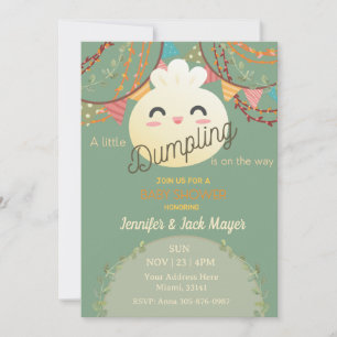 Groene Leuke Kleine Dumpling Baby shower Invitatio Kaart