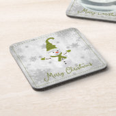 Groene Leuke Sneeuwman Drank Coaster Bier Onderzetter (Linkerzijde)