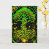 Groene Levensboom Sierlijke Grafische Kaart (Gele Bloem)