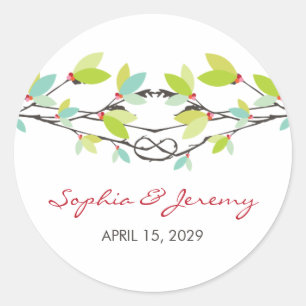 Groene leves Knoted Love Trees Spring Wedding Ronde Sticker