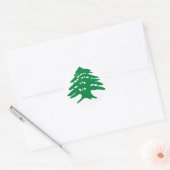 Groene Libanese cedar-boom Ronde Sticker (Envelop)