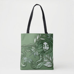 Groene Libel Godin Kunst Libellen Draagtas