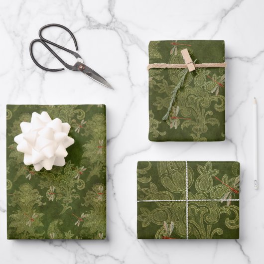  groene libellen inpakpapier vel (Voorkant)