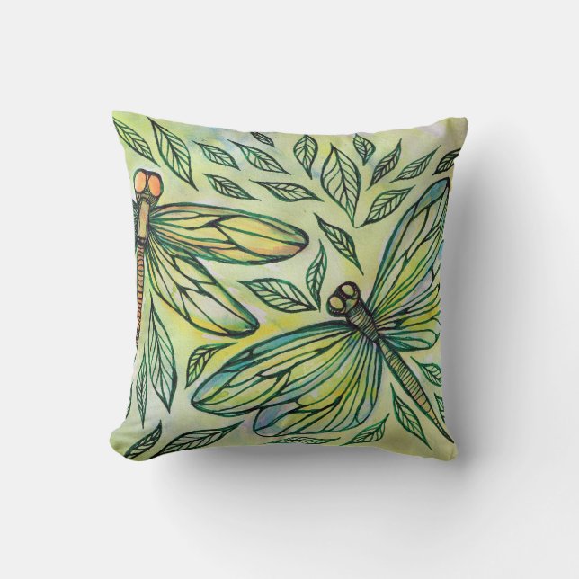 Groene Libellen Libellenliefhebbers Kussen (Voorkant)