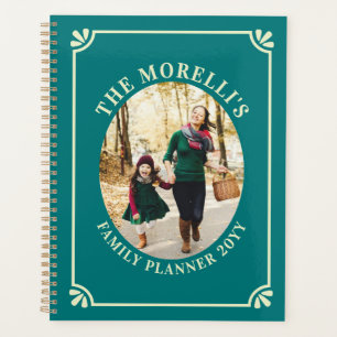 Groene & Licht Gele Ovale Foto Familieplan Planner