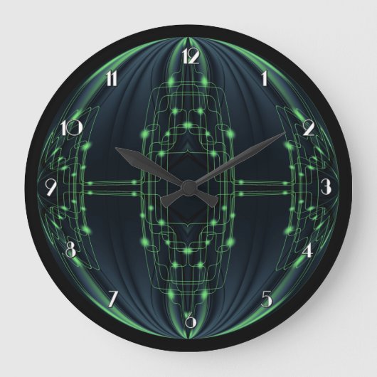 Groene lichte Technologie wandklok Grote Klok (Voorkant)