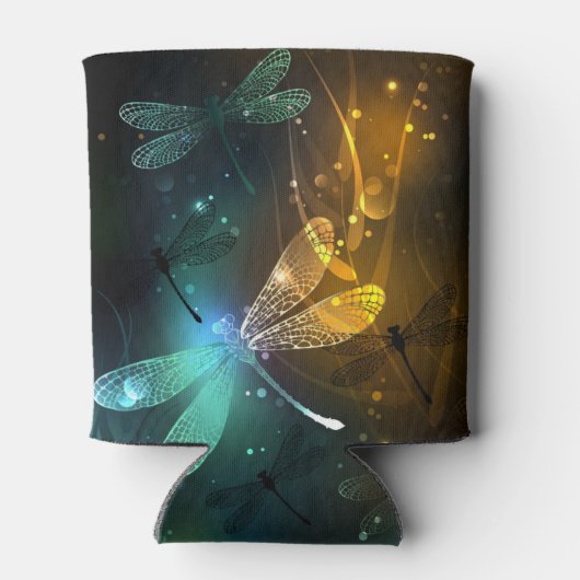 Groene lichtgevende libel vlucht blikjeskoeler (Achterkant)