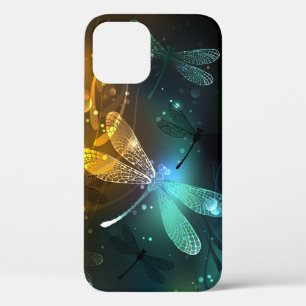 Groene lichtgevende libel vlucht iPhone 12 hoesje