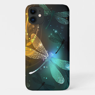 Groene lichtgevende libel vlucht iPhone 11 hoesje