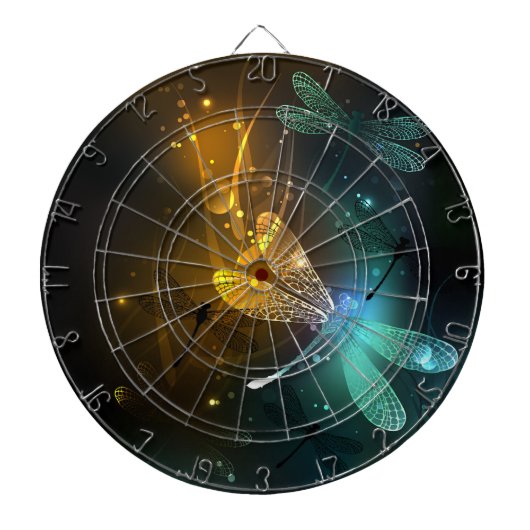 Groene lichtgevende libel vlucht dartbord (Voorkant)