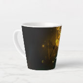 Groene lichtgevende libel vlucht latte mok (Linkerhoek)