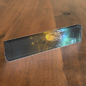 Groene lichtgevende libel vlucht naambordje (Zijkant)