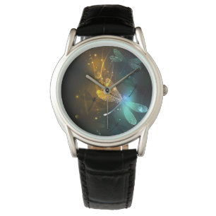 Groene lichtgevende libellen vlucht horloge