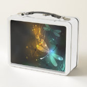 Groene lichtgevende libelvlucht (Achterkant)