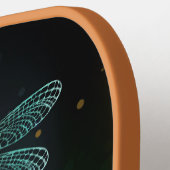 Groene lichtgevende libelvlucht pickleball paddle (Links Detail)