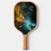 Groene lichtgevende libelvlucht pickleball paddle (Achterkant)